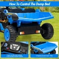 thumbnail image 6 of Lumiparty 24V 2-Seater Ride-On Dump Truck for Kids, Remote Control Construction Toy with Electric Dump Bed, Extra Shovel, 2WD/4WD, Music Player & Speeds Up to 4.35 MPH, Blue, 6 of 8