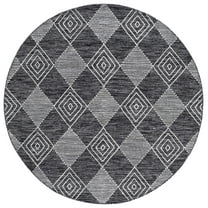 SAFAVIEH Kilim Elouise Diamond Polyester Area Rug, Black/Ivory, 6' x 6' Round