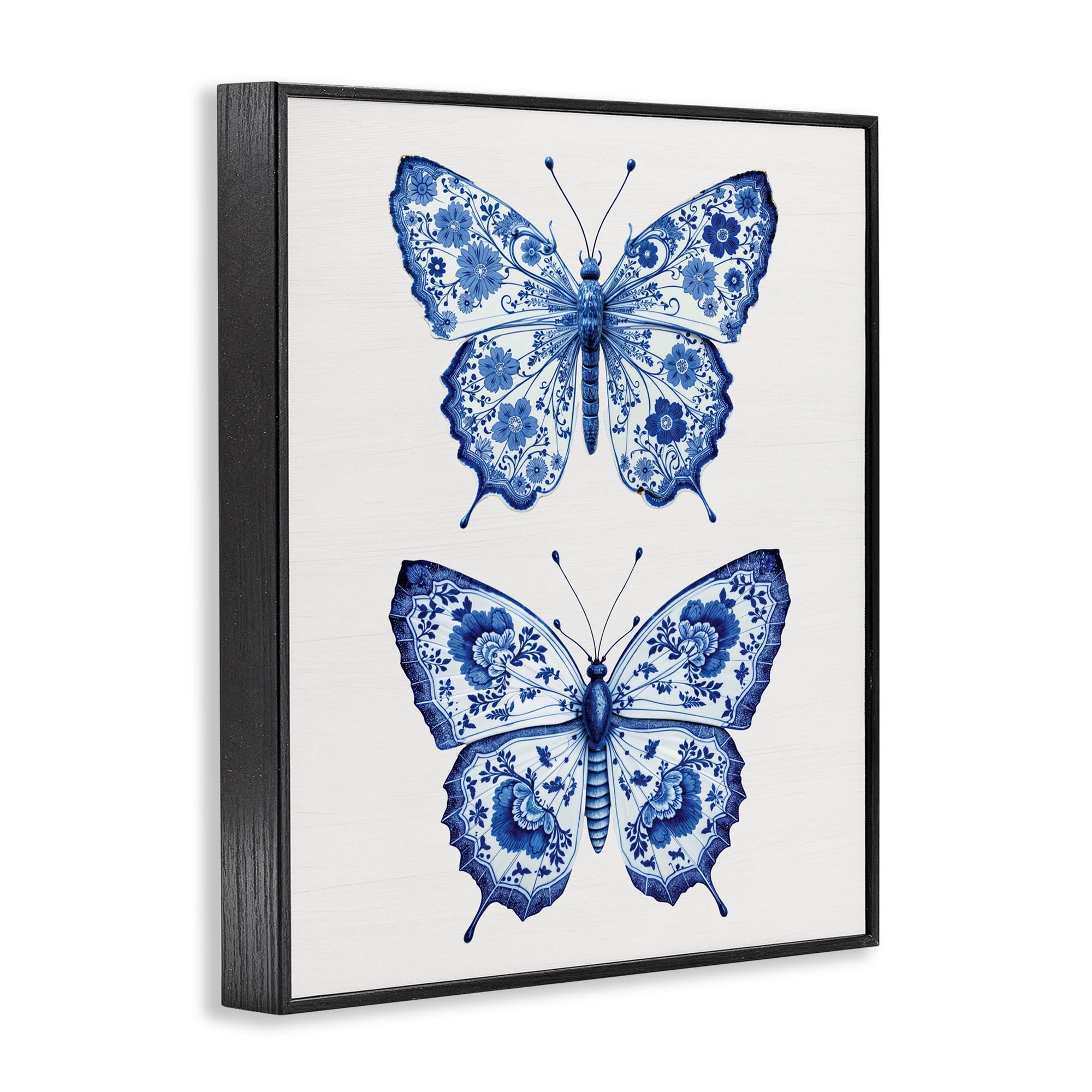 Ornate Toile Pattern Butterflies Black Framed Giclee Art, design by Lettered and Lined
