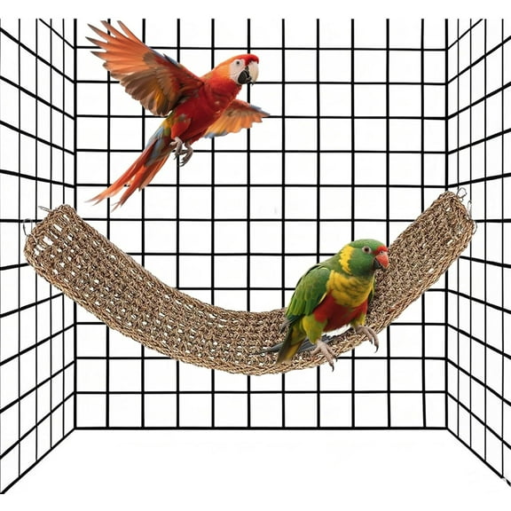 Seagrass Bird Cage Mat, Natural Woven Rope Ladder, Pet Climbing Toy for Parakeet, Parrot, Cockatiel