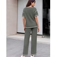thumbnail image 5 of EKOUAER Women Waffle Knit Lounge Sets Short Sleeve Top and Long Pant Pajama Set Loungewear 2 Piece Pjs Set with Pockets, 5 of 6