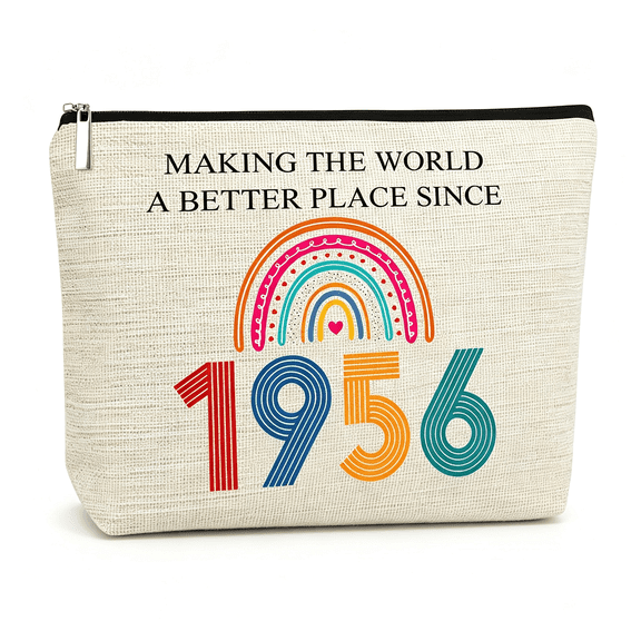 AOMRCOL 70Th Birthday Makeup Bag - 70Th Birthday Gifts for 70 Year Old Woman - Gifts for 1956 Bday - Turning Seventy Celebration Idea - Cosmetic Pouch Present for Mom Grandma Wife Friend Sister