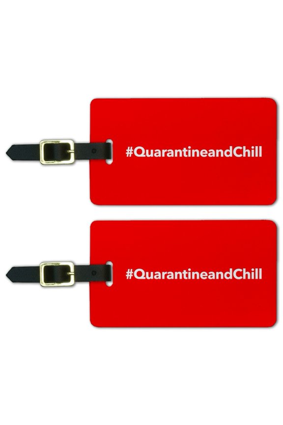 Hashtag Quarantine and Chill Luggage ID Tags Suitcase Carry-On Cards - Set of 2