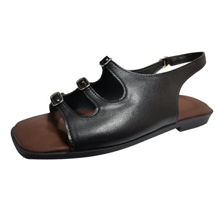 

Jungdeepe Ladies Summer Casual Solid Color Clasp Decorated Roman Flat Plus Tan Wedge Shoes Thong Sandals for Women Comfort Flip Flops Sandals Leather Sandals for Women Size 5 Womens Sequin Sandals