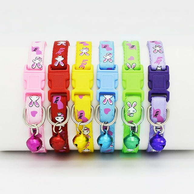 Flmtop Pet Collar Comfortable Adjustable Polyester Rabbit Printed Adjustable Pet Neck Chain Yellow
