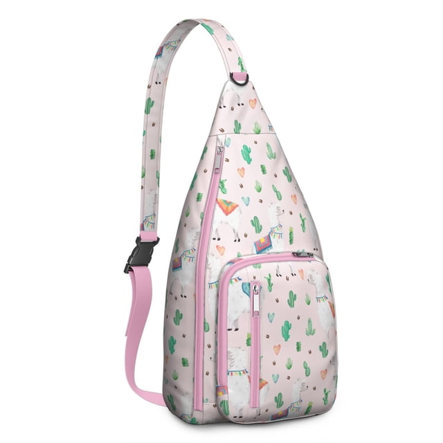 Cartoon Llama Pattern Shoulder Bag - Funny Alpaca Print Sling Backpack for Daily Use (Adorable Animal Design, Water-Resistant Crossbody Daypack)