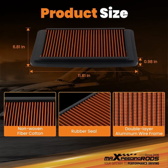 maXpeedingrods MX-2309 High Performance Engine Air Filter, Washable & Reusable, Requires No Oil for Honda Odyssey 2005-2010, for Pilot 2009-2015 17220RGLA00 17220RGLA10