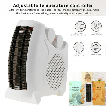 Mini Air-conditioning Fan Heater Small Desktop Fan Personal Table Fan Family Adjustable Third Gear Function Warmer Energy Saving US Plug for Home Office School
