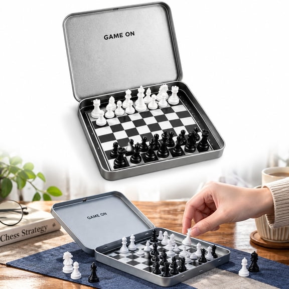 Magnetic Chess Set, 5.31 x 5.31 x 0.59 Inch Folding Travel Chess Board, Portable Strategy Game for Beginners