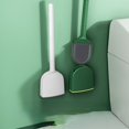 thumbnail image 1 of Escobilla de baño de silicona con soporte, 2 uds., nueva varita para inodoro de pared sin goteo, mango largo antideslizante, cerdas de silicona suaves, inodoro limpio, montaje en pared, 1 of 5