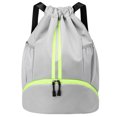 thumbnail image 1 of Mochila con cordón, mochila deportiva para gimnasio con bolsillos de malla, compartimento para zapatos, bolsa de hilo resistente al agua, gris, 1 of 6