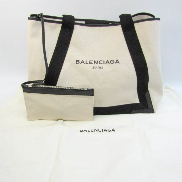 Authenticated Used Balenciaga Navy Cabas M 339936 Men,Women Canvas,Leather Tote -