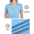 thumbnail image 4 of Xidunhg Women's Short Sleeve Solid Lapel V Neck Soft Pullover Tops Lightweight Knit Polo Shirt Sky Blue 2XL, 4 of 7