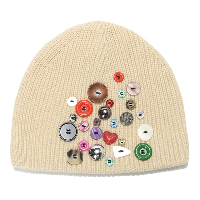Botones coloridos Gorro de punto Y2K Botones Gorros de calavera para mujeres Hombres Gorros Gorros Invierno al aire libre Cálido