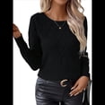 thumbnail image 1 of Suéteres de Cuello Redondo, Larga, Ligeros, Holgados y de Punto para Mujer, Estilo Informal, A , para Otoño Negro M, 1 of 7