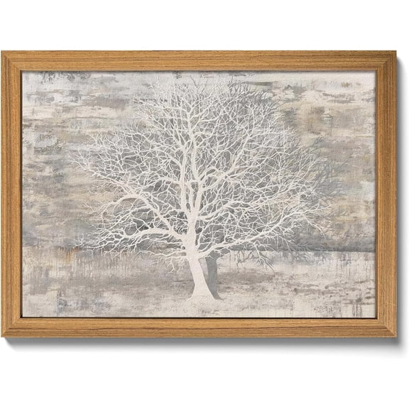 Framed Large Tree of Life Canvas Wall Art for Living Room, Abstract paintings for bedroom, Blue White Tree Pictures Prints, Modern Wall Decor for Yoga Room Office, Artwork Decoration – 16x24 in