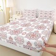 thumbnail image 4 of jejeloiu Boho Mandala King Sheets For Men Women,Geometric Pattern Bedding,White Red,4pcs,1 Flat Sheet, 1 Fitted Sheet and 2 Pillowcases, 4 of 6