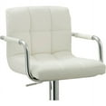 thumbnail image 4 of AC Pacific Contemporary Adjustable Swivel Kitchen Bar Stool Chair with Cushion and Armrest, 24"-33", White, 4 of 4