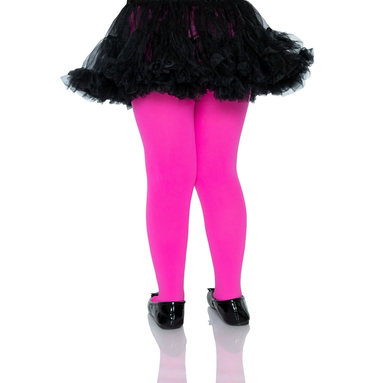 Halloween Girls Neon Pink Opaque Fashion Tights, by Way To Celebrate, Sizes  S-L
