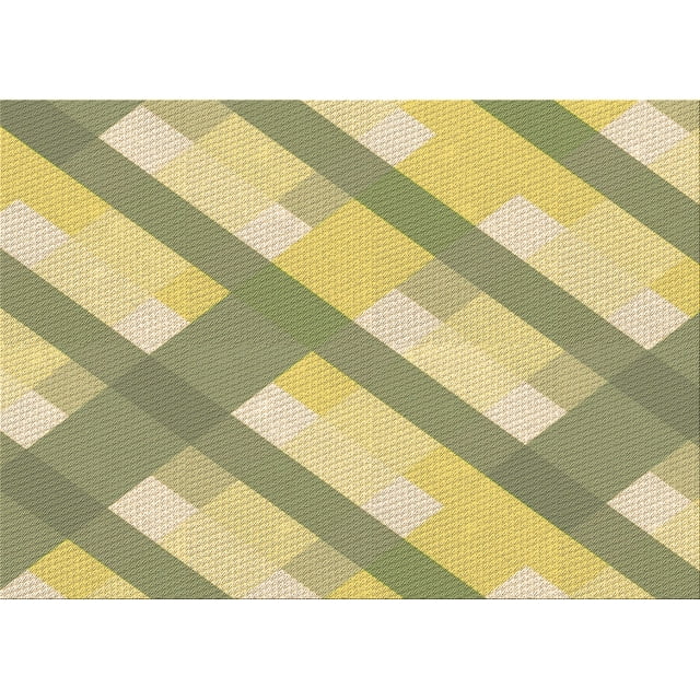 Ahgly Company Machine Washable Indoor Rectangle Transitional Brass Green Area Rugs, 7' x 10'