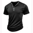 thumbnail image 2 of DDAPJ pyju Mens Short Sleeve Henley Shirts Solid Color Casual 3 Button T-shirts Collarless Workout Tee Lightweight Summer Basic T-shirt Black XL, 2 of 7