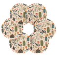 thumbnail image 2 of Haosy Set of 6 Drink Woven Coaster with Holder Heat Resistant Non-Slip Bar Coasters 4 Inches Flower House Leaves, 2 of 7