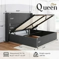 thumbnail image 2 of VanAcc Lift up Storage Bed Queen Size Upholstered Platform Bed Frame, Modern Wingback Headboard, No Box Spring Needed, Dark Grey, 2 of 7