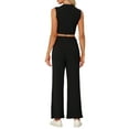 thumbnail image 3 of INSPIRE CHIC Sleeveless 2pc Outfit for Women's Crop Tank Top and Wide Leg Pants Casual Tracksuit Set Black XS, 3 of 5