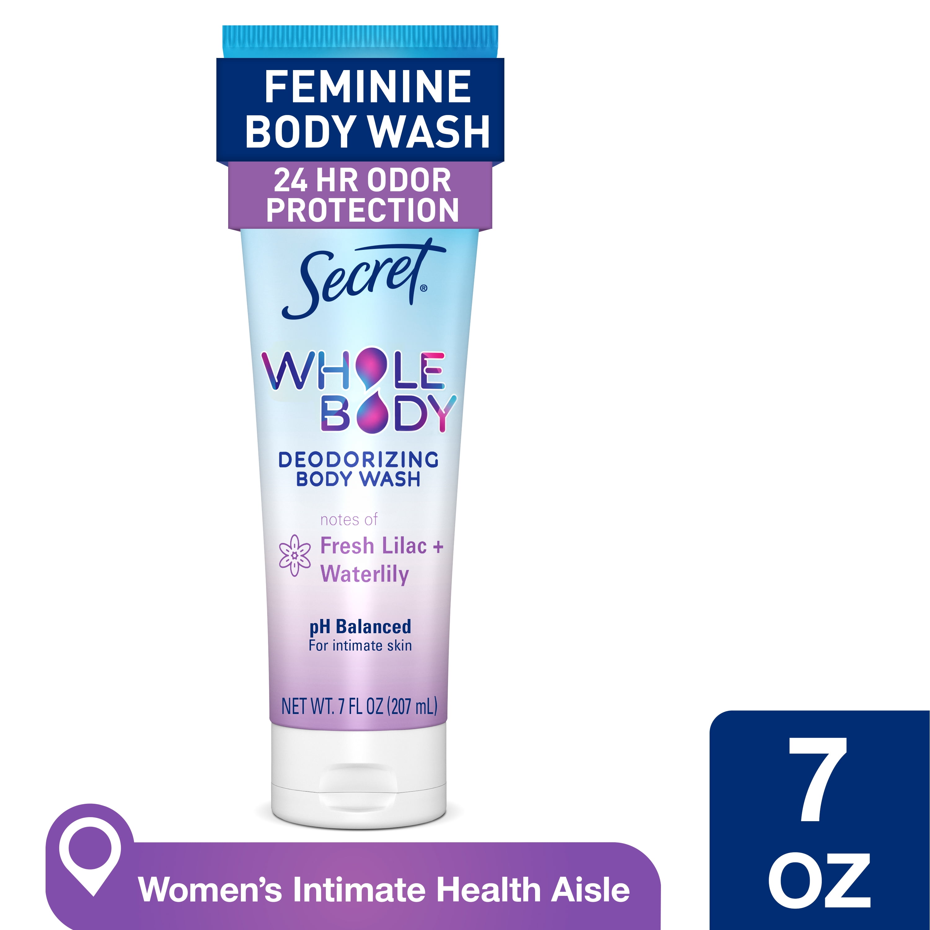 (12 pack) Secret Feminine Wash 24 HR Deodorizing Body Wash for Women, Lilac & Waterlily, 7oz