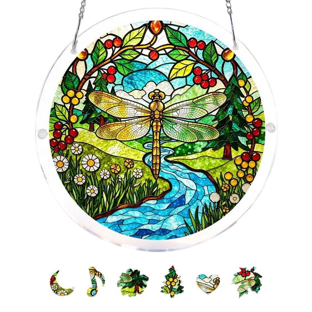 Acrylic Jigsaw Puzzle Suncatcher,Window Suncatcher Acrylic Puzzle,Unique DIY Emerald Flame Hummingbird Sun Catcher PuzzleKit,Sun Catcher AcrylicPuzzles Garden Decoration for Window Garden Hanging