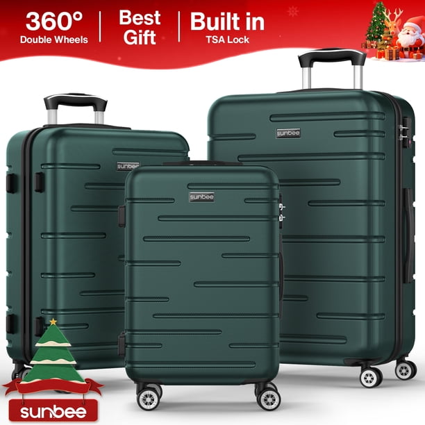 Sunbee 3 Piece Luggage Sets, ABS Hardshell Hardside Suitcase with