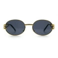 thumbnail image 4 of 90s Retro Luxury Bicycle Chain Metal Jewel Arm Oval Round Sunglasses Yellow Gold - Black, 4 of 8