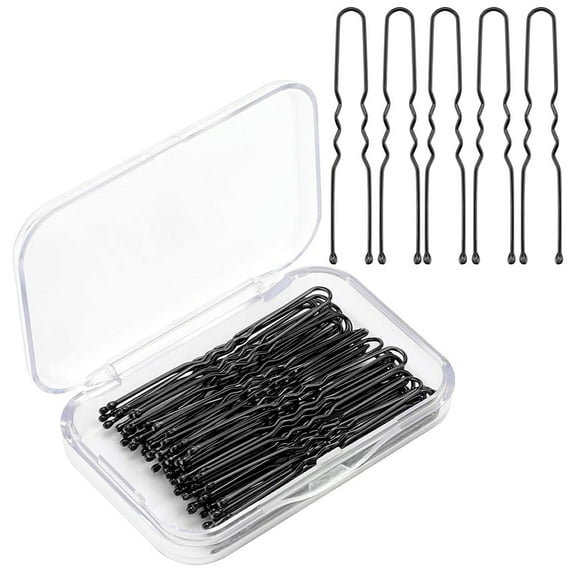 ATJIA 50 Pieces U-Shaped Hair Pins Kit Hair Clips Secure Hold Hair Clips for Women with Storage Box