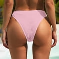 thumbnail image 4 of Women's Bikini Swim Bottom Briefs Ribbed High Cut Mid Waist Bathing Suit Bottom Pink 2XL, 4 of 4