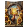 thumbnail image 2 of Ambesonne Rustic Tablecloth Rectangular Table Cover, Sunset Rooster Sunflowers, 60"x84", Earth Yellow and Caramel, 2 of 3
