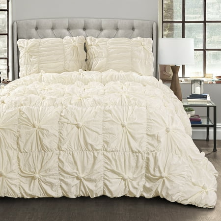 Full/Queen Bella Comforter Set Ivory - Lush Décor