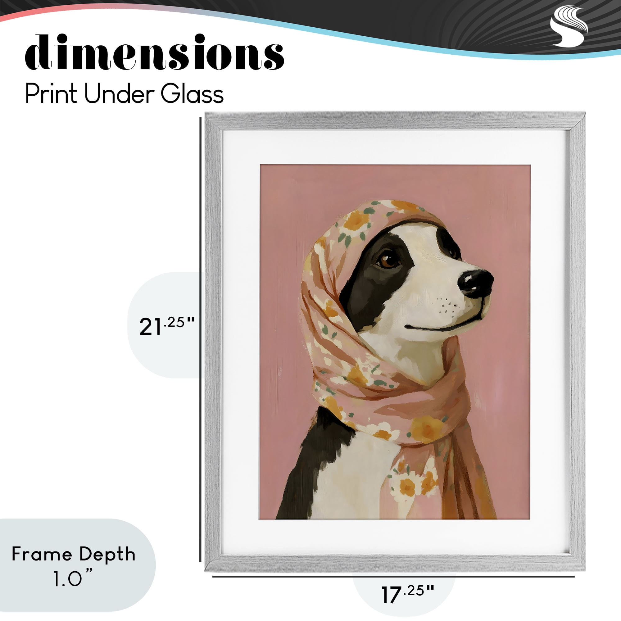 Stupell Industries Dog Babushka in Floral Scarf Gray Framed Print Under Glass, design by The Prints Vibe