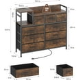 thumbnail image 3 of NEILA 9-Drawer Dresser for Bedroom Chest of Drawers with Power Outlets for Living Room，Metal Frame & Fabric Drawer Storage Organizer Wood Top Cabinet for Entryway，Hallway，Closet，Nursery，Brown, 3 of 7