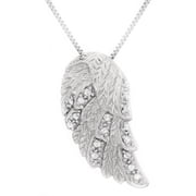 MyDiamondBox 1/12 CTTW Rhodium Plated Over Sterling Silver Diamond Angel Wing Necklace-Ideal Gift for Women