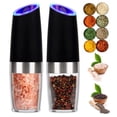 thumbnail image 2 of Gustave 2 Pack Gravity Electric Pepper and Salt Grinder Set Battery Operated Automatic Pepper Salt Mill Grinders with LED Light, Adjustable Coarseness, 2 of 8