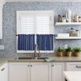 thumbnail image 6 of Half Window Curtain 36 Inches Long, Navy Blue Striped Window Treatment Curtain Drapes, Modern Abstract Art Geometric Stripes Small Tier Curtains for Bathroom Over Sink, 27.5"x36", 2 Panels, 6 of 7