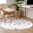 thumbnail image 5 of Purple Leaves Round Area Rug 4ft, Summer Botanical Washable Non-Slip Circle Rugs for Bedroom Living Room Kitchen, Soft Non Shedding Circle Carpet for Dining Room Dorm Farmhouse Abstract Art, 5 of 9