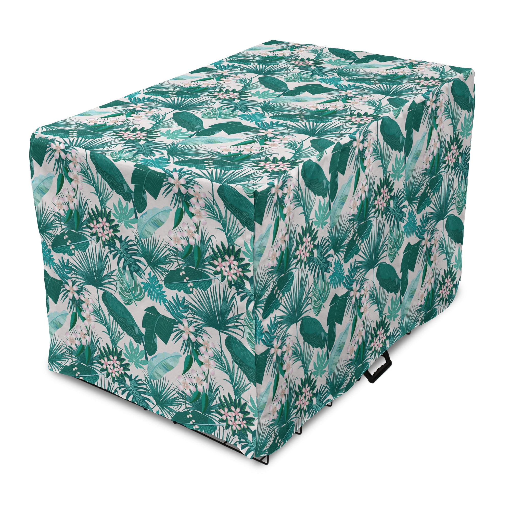 View of Hawaii Dog Crate Cover, Exotic Summer Blooming Tropical Jungle Flowers ...