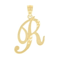 10kt Real Yellow Gold Unisex Diamond-Cut Initial R Charm Pendant