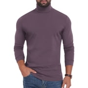 Men's Base Layer Shirt Long Sleeve Turtleneck Solid Pullover Tops Purple 2XL