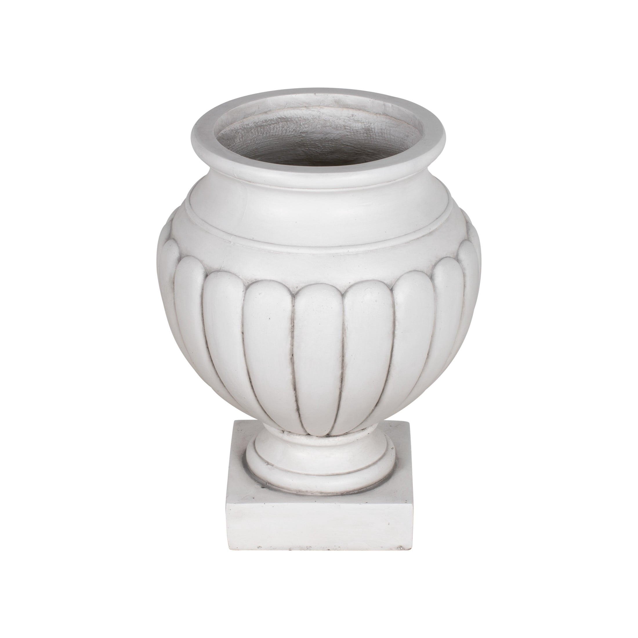 Christopher Knight Home 23" Outdoor Patio MGO Classical Scalloped Pedestal Flower Pot, Antique White