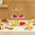 thumbnail image 3 of 3-Tier Cupcake Stand with Rim | Plastic Tiered Serving Tray Tower | Rectangle Dessert Display for Tea Party, Baby Shower & Wedding | Includes 1 Multi-Layer Platter, 3 of 5