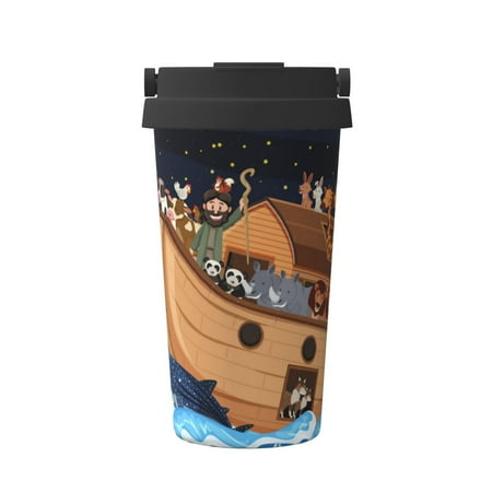 

Pofeuu Ocean Scene with Noah s Ark Print Coffee Mug Iced Coffee Tumbler Cup Double Wall Vacuum Leak-Proof Thermos Mug CoffeeThermos Travel Mug