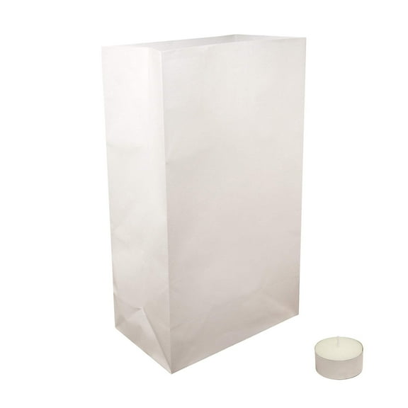 LumaBase Luminaria Kit - Flame Resistant Bags and Tea Light Candles - Set of 100