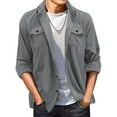 thumbnail image 1 of Blusa y camisa de manga larga con cuello vuelto para hombre, de gamuza, con solapa, botones y bolsillo, informal, de manga larga, sin capucha, para hombre, 1 of 8